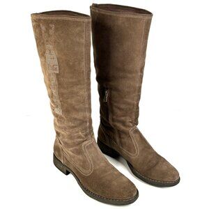 Nero Giardini Knee High Suede Boots Women's 40 EU 10 US Taupe Brown Studded Zip